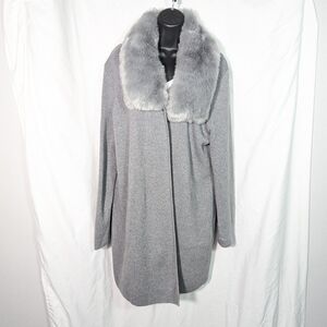 Nipon Boutique Chic Open Duster, Detachable Faux Fur Collar Cotton Blend Cozy XL